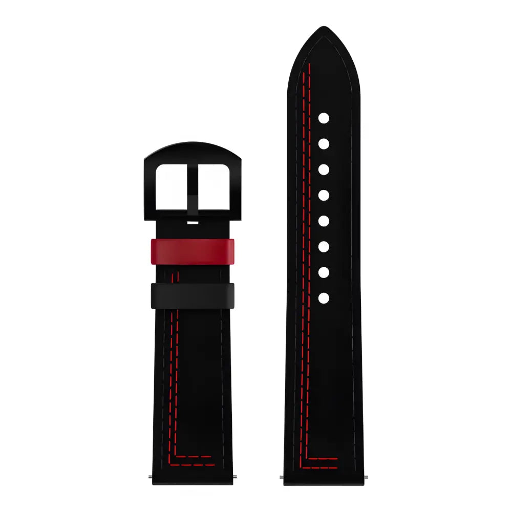 Bracelet en Cuir Noir & Rouge (Ajustable) Rimowatch™