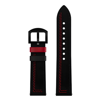Bracelet en Cuir Noir & Rouge (Ajustable) Rimowatch™